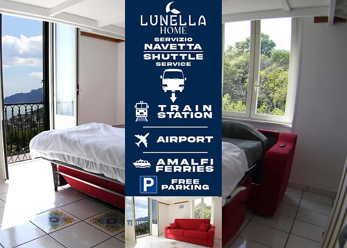 Lunella Home Full Apartment With Unique Seaview, Washing Machine, Full Kitchen, Parking With Video Surveillance, And Shuttle Taxi From To Central Station, Amalfi Ferries, Salerno Airport, Naples Airport