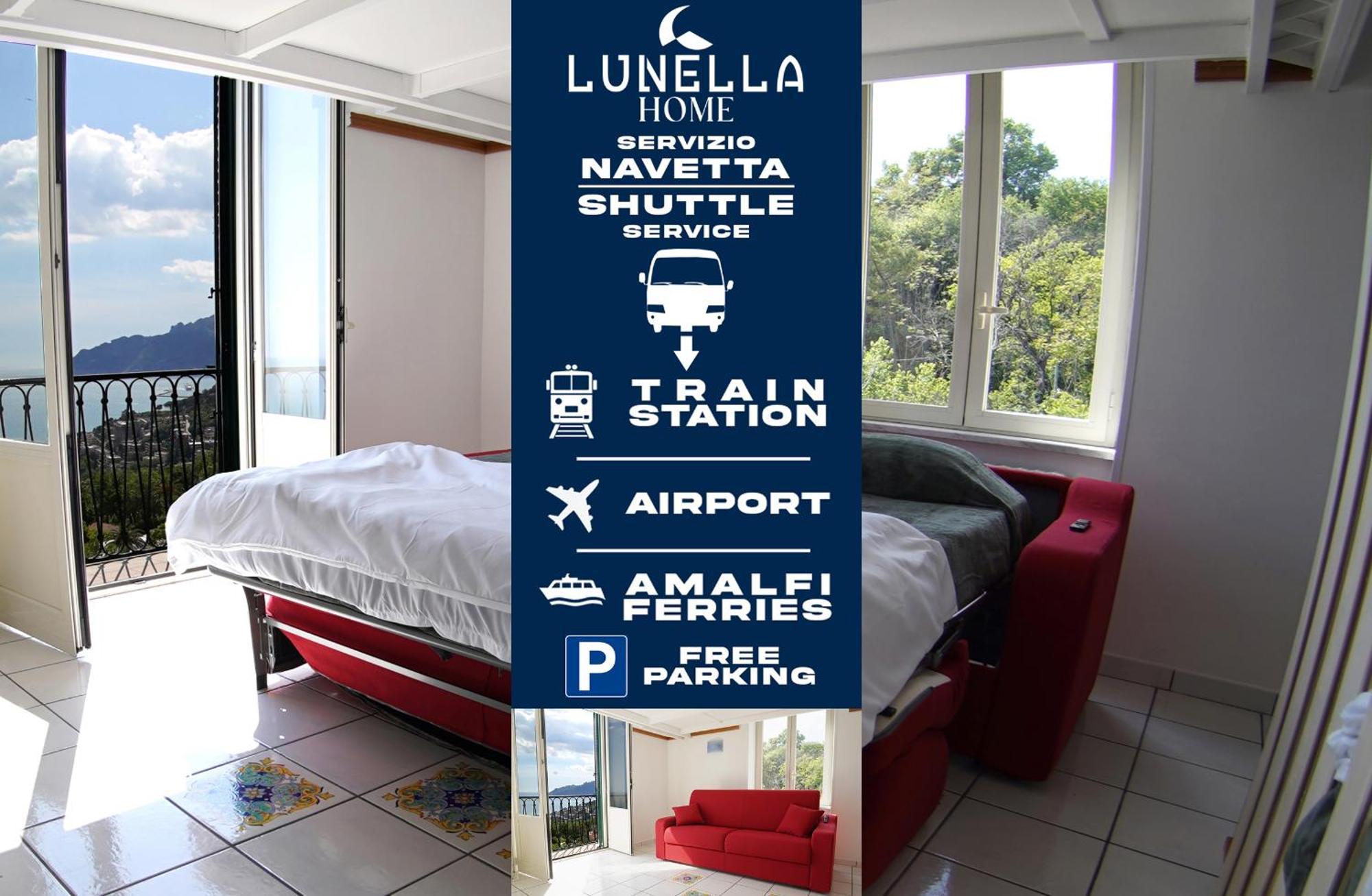 Lunella Full With Unique Seaview, Washing Machine, Full Kitchen, Parking With Video Surveillance, And Shuttle Taxi From To Station, Amalfi Ferries, Airport, Naples Airport *